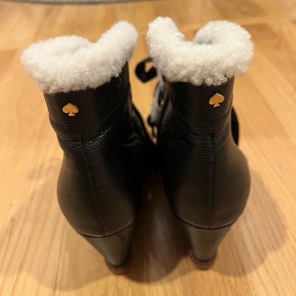 Kate Spade Sandy Black Shearling Booties Sz 10 1/2 - Picture 4 of 5